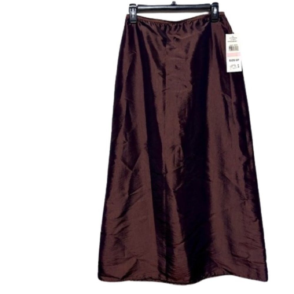 J.R. Nites by Carol Lin Women's Brown Taffeta A line Skirt Size 6P